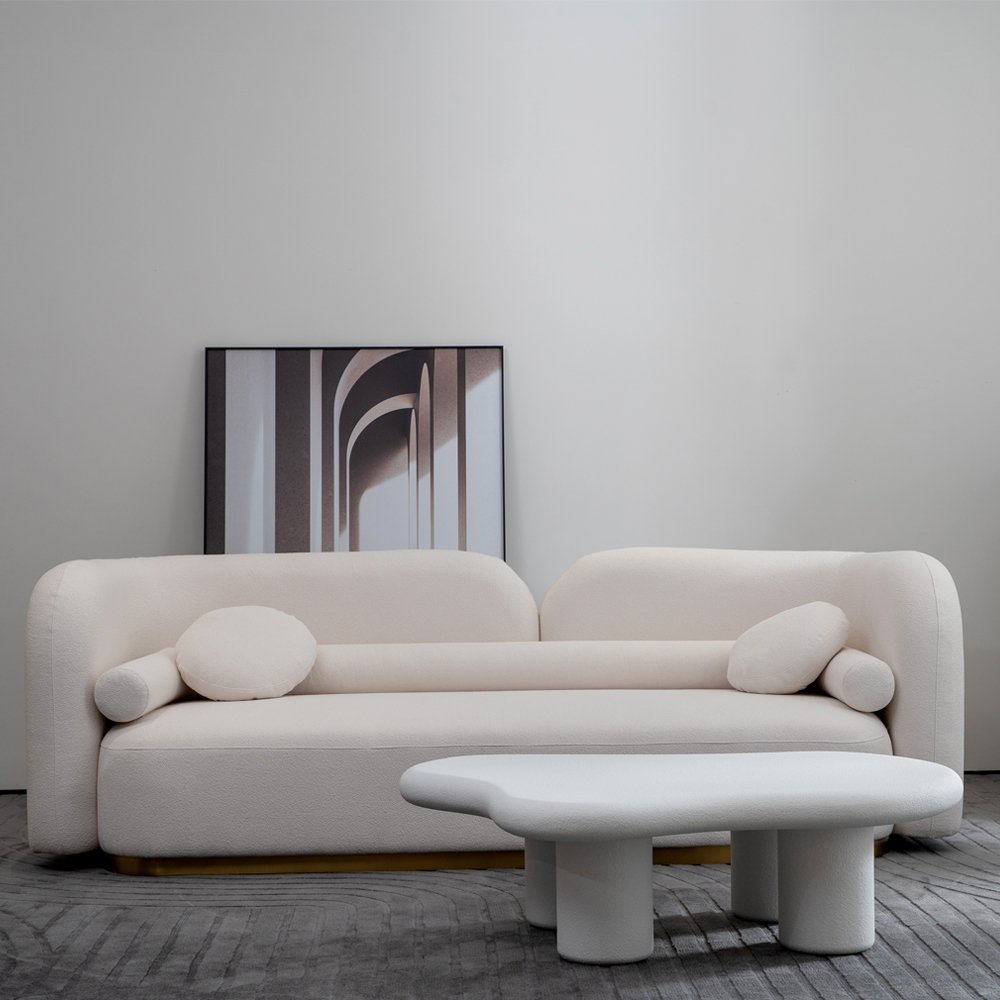 Factory Direct Sales Modern Style Funiture Living Room Sofa White Cloud Modular Sofa Minimalist Wabi-Sabi Style Curved Sofa