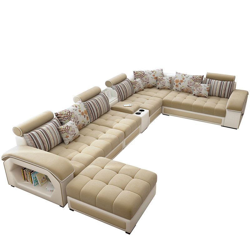 Cheap living room sofas cover washable removable L shape fabric sofa set with storage armrest