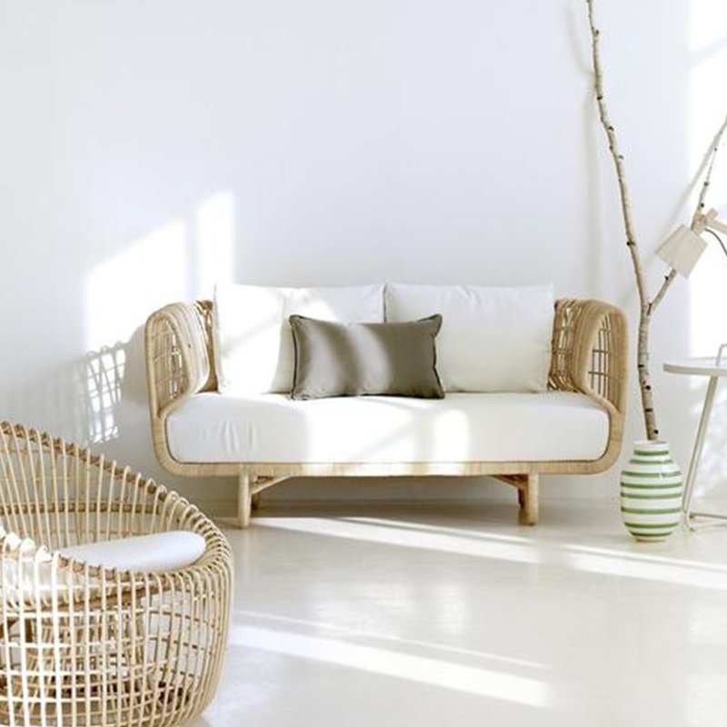 Living room furniture cane wicker sofa set love seat 2 seater sofa