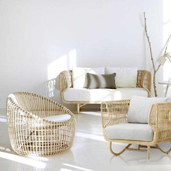 Living room furniture cane wicker sofa set love seat 2 seater sofa