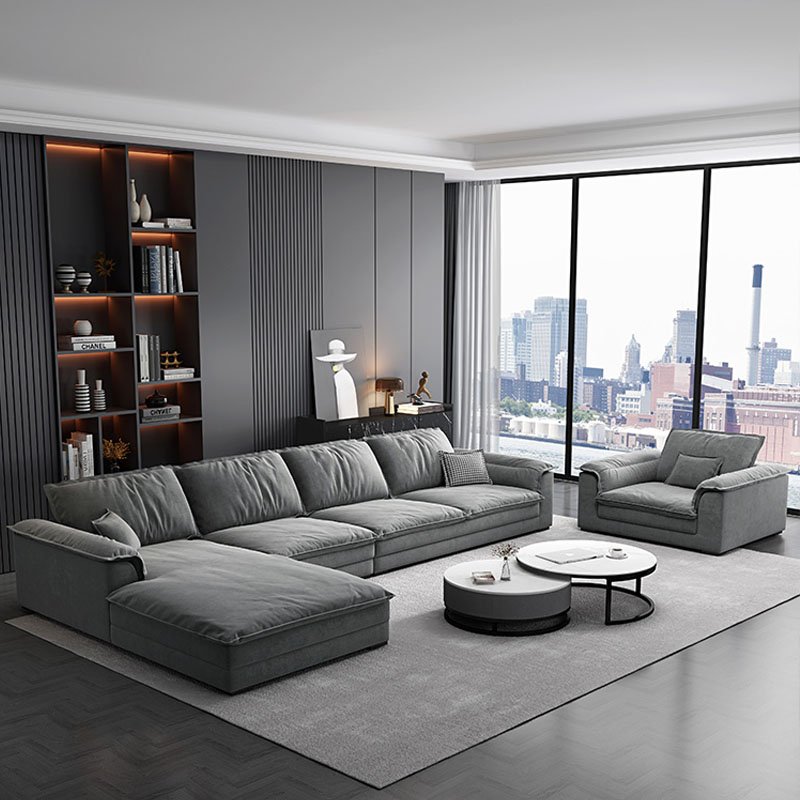 Luxury Sectional L Shaped Sofa with Armchair Soft Pillows Deep Seat Extra Large Couches Over Size Corner Sofa Living Room Sofas