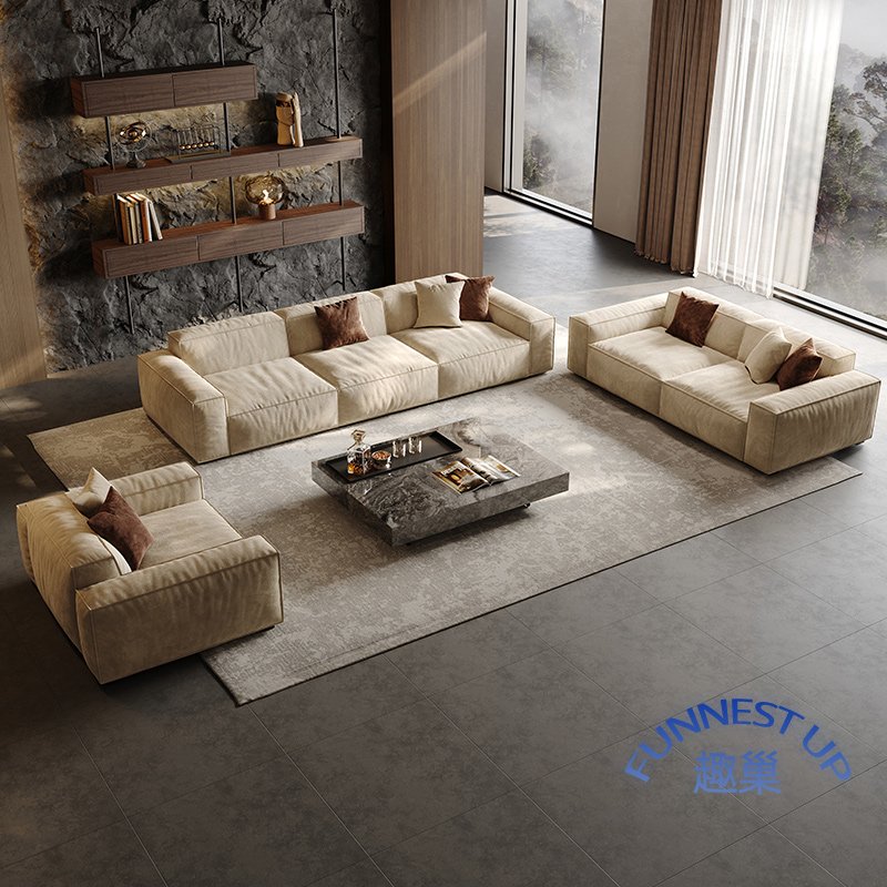 Italian minimalist Aston Velvet fabric bench sofa luxury modular cloud sofa 3 seater lounge set sofa living room furniture