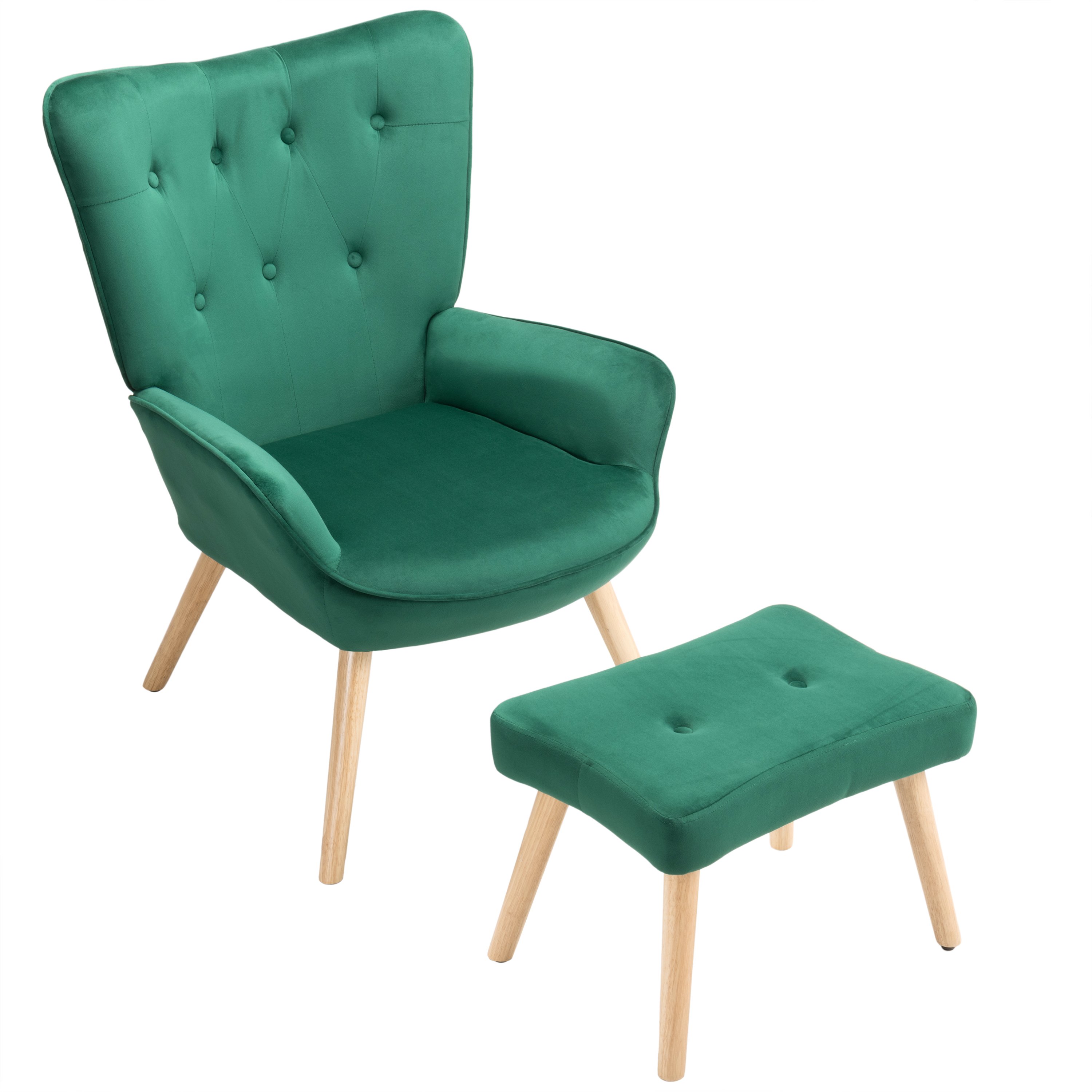 For living room High Back Modern Colorful Velvet Sofa chairs with footstool