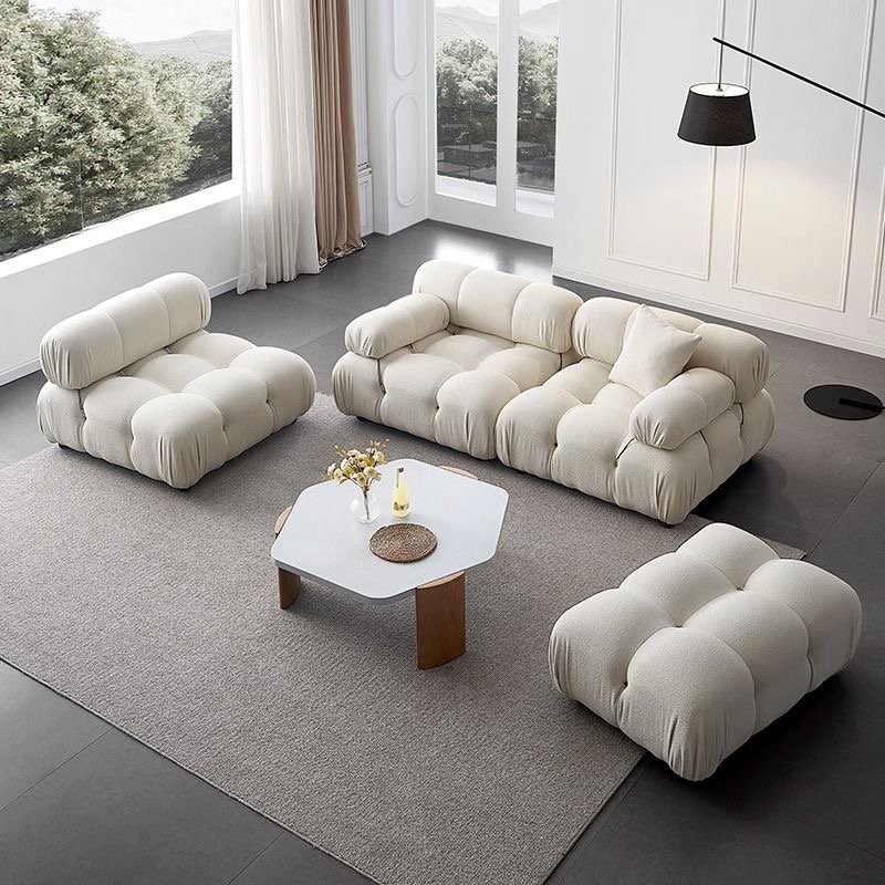 Luxury living room sofa chaise lounge teddy fabric combo frosted velvet design casual sofa snack modular tofu sofa