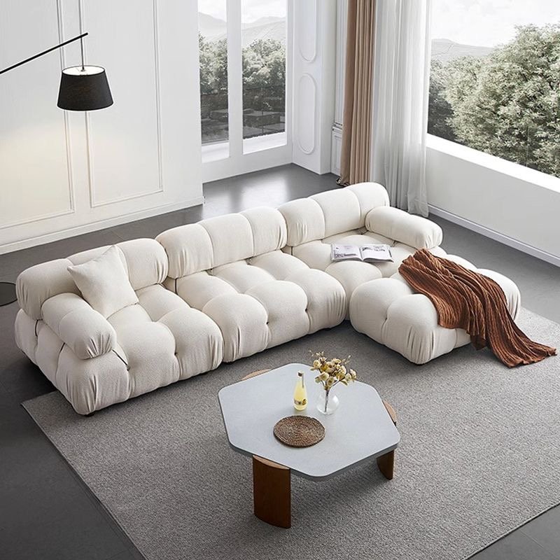 Luxury living room sofa chaise lounge teddy fabric combo frosted velvet design casual sofa snack modular tofu sofa