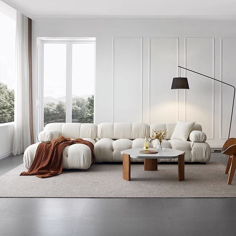 Luxury living room sofa chaise lounge teddy fabric combo frosted velvet design casual sofa snack modular tofu sofa