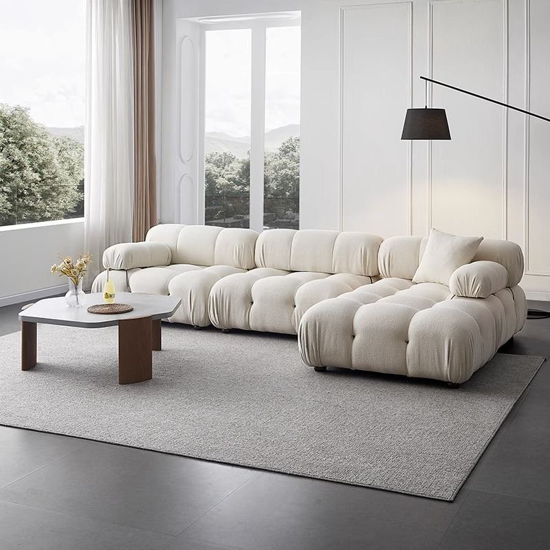 Luxury living room sofa chaise lounge teddy fabric combo frosted velvet design casual sofa snack modular tofu sofa