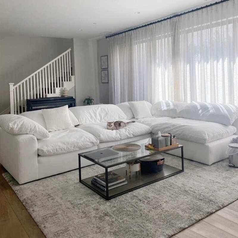 Nordic Fabriclazy Japanese Cloud Sofa Set Furniture Three-seater Couch Living Room Sofas