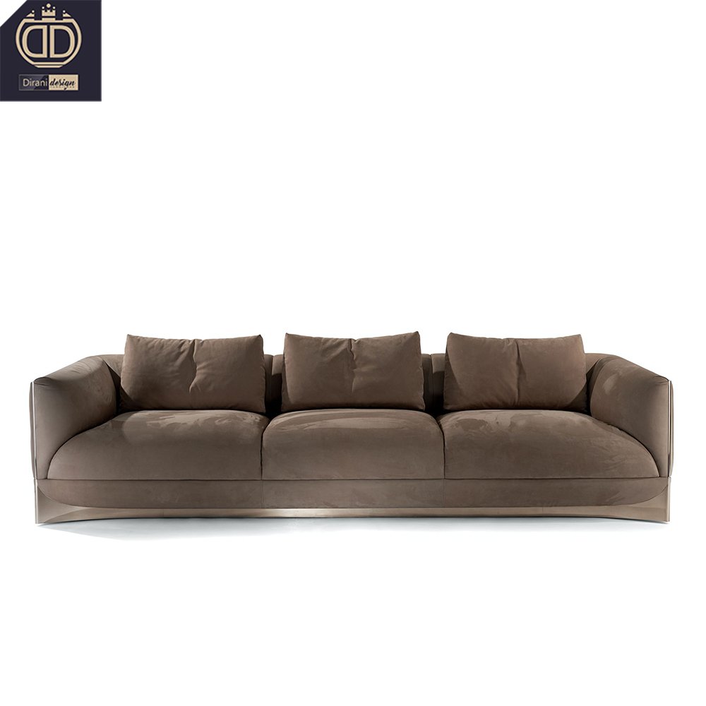 hotel light gray napa leather sofa metal leg modern design luxury villa living room sofa