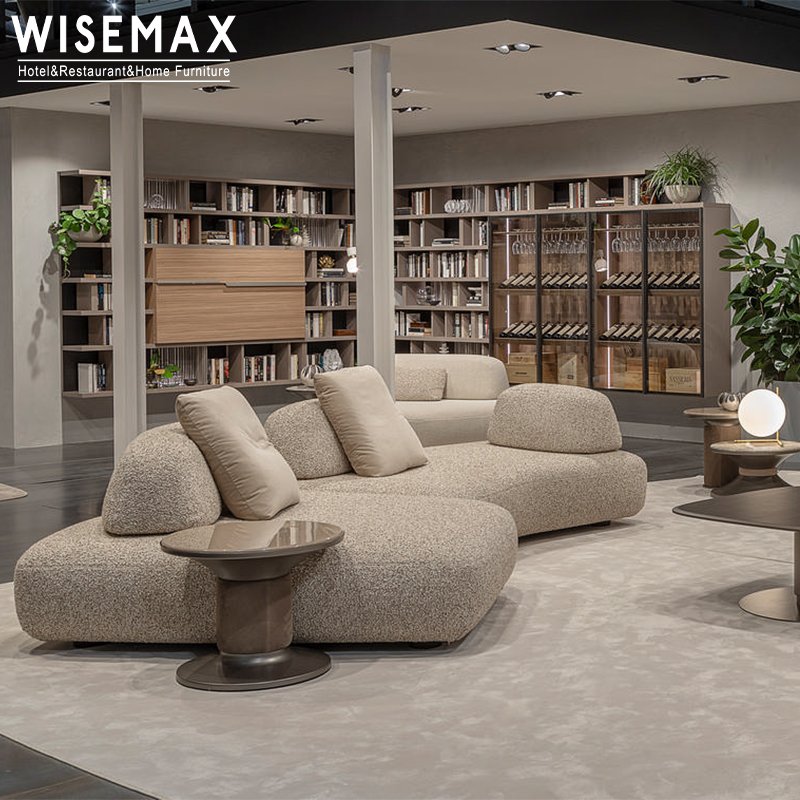 WISEMAX FURNITURE hotel lobby sectional corner sofa set Italian designs living room sofas fabric modular floor sofa couch set