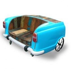 Nice Hot Sale Living Room Terrace Wooden Resin Half Car Body Part Resin Leather Wooden Modern Antique Classic Sofa Bench