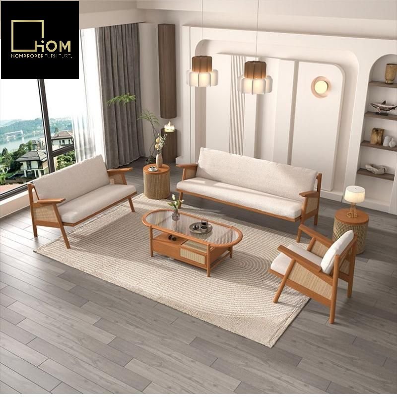 Double Balcony Leisure Sun Room Southeast Asia Small Household Three-Person Solid Wood Rattan Sofa Combination Living Room Sofa