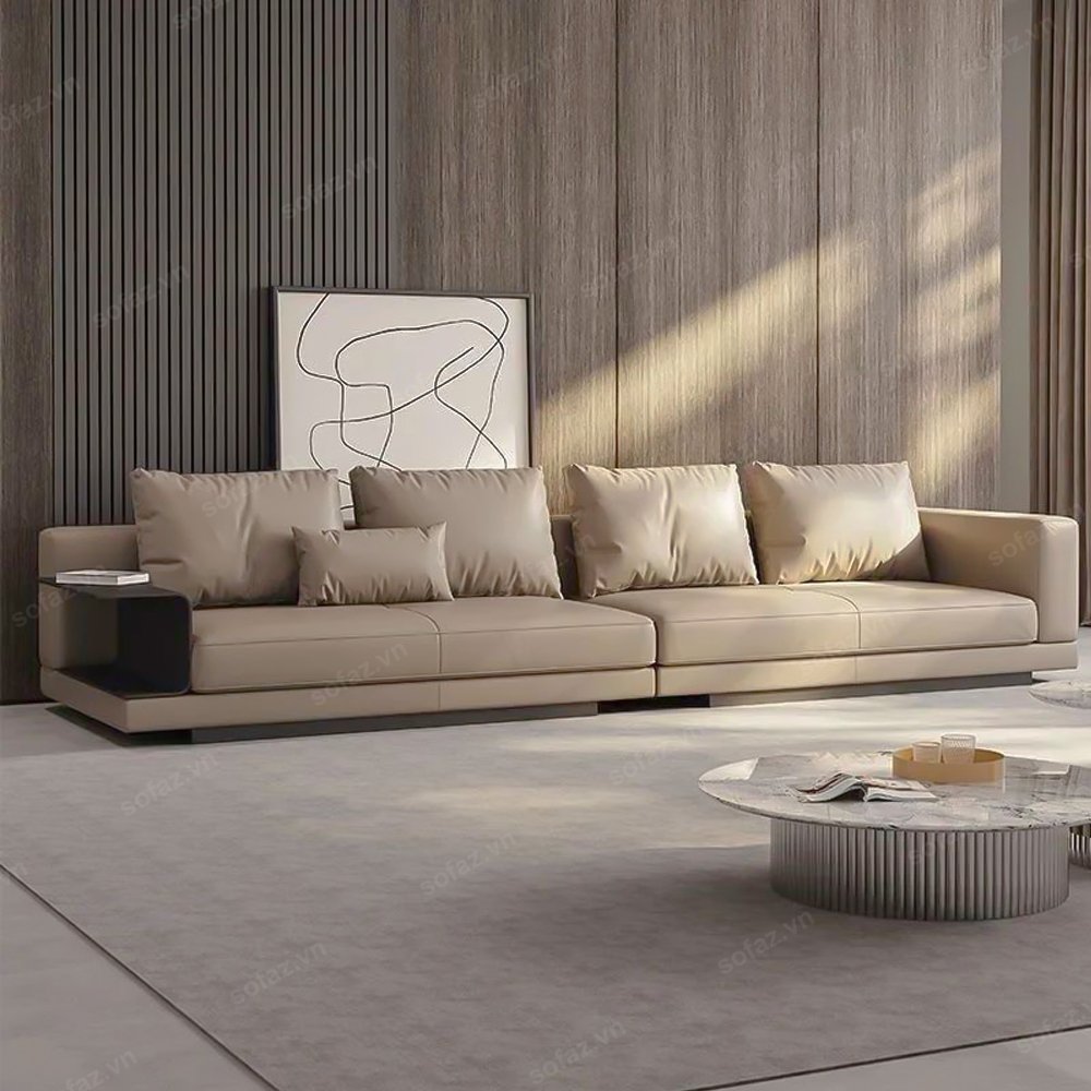 Made in Vietnam living room sofa modern design upholstered in high quality leather living room sofa size 2550 x 900 x 850 mm
