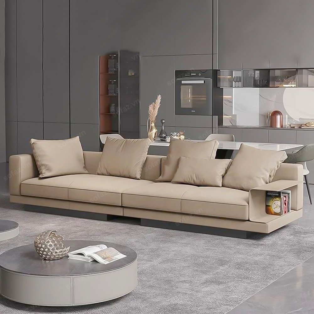 Made in Vietnam living room sofa modern design upholstered in high quality leather living room sofa size 2550 x 900 x 850 mm