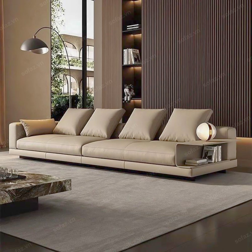Made in Vietnam living room sofa modern design upholstered in high quality leather living room sofa size 2550 x 900 x 850 mm