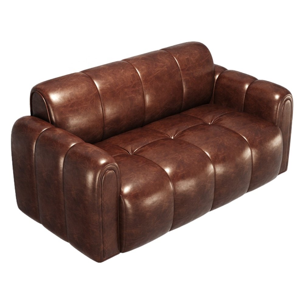 Unionwood Factory Price Brown Leather Seat And Table Set Hotel Coffee Shop Sofa Set Furniture Living Room Sofas