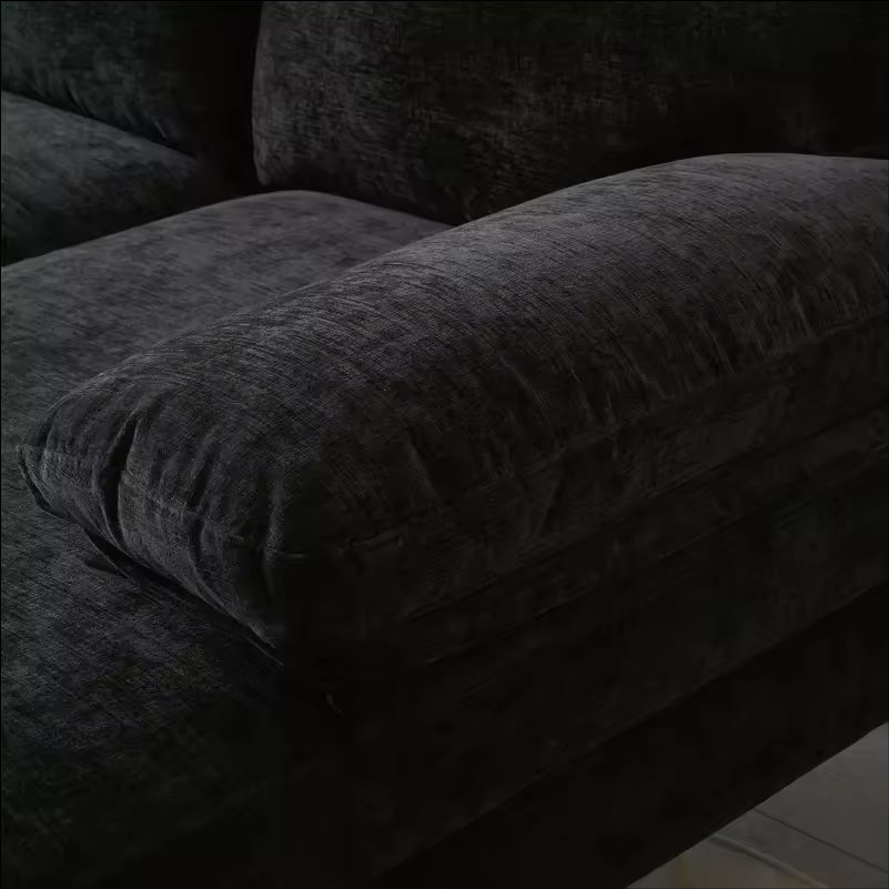 Sans E-Commerce U Shape Black Fabric Sectional Couches Luxury Living Room Sofa