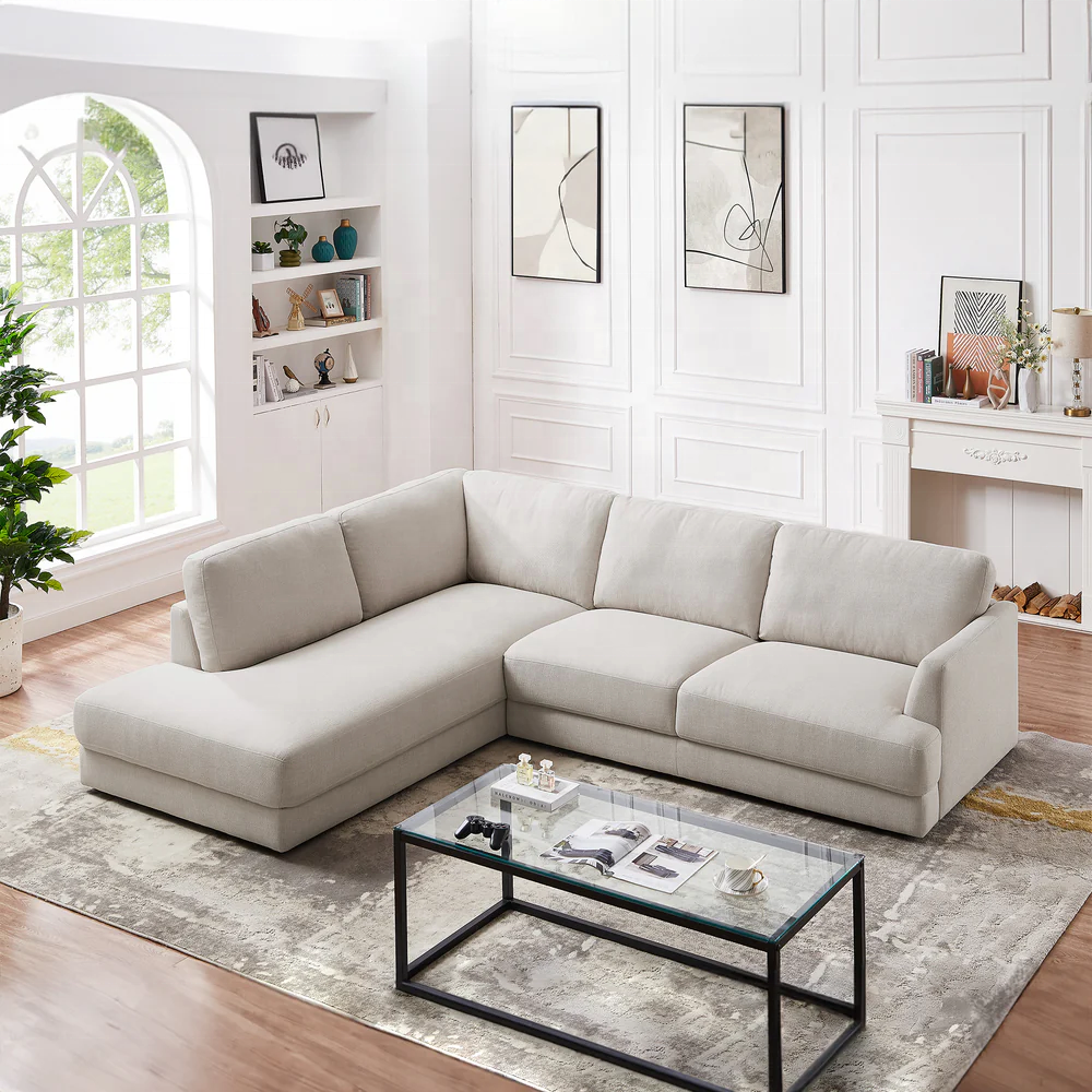 Convertible Modern Upholstered Couch L- Shaped Corner Sectional Sofa with Reversible Chaise Living Room Sofas