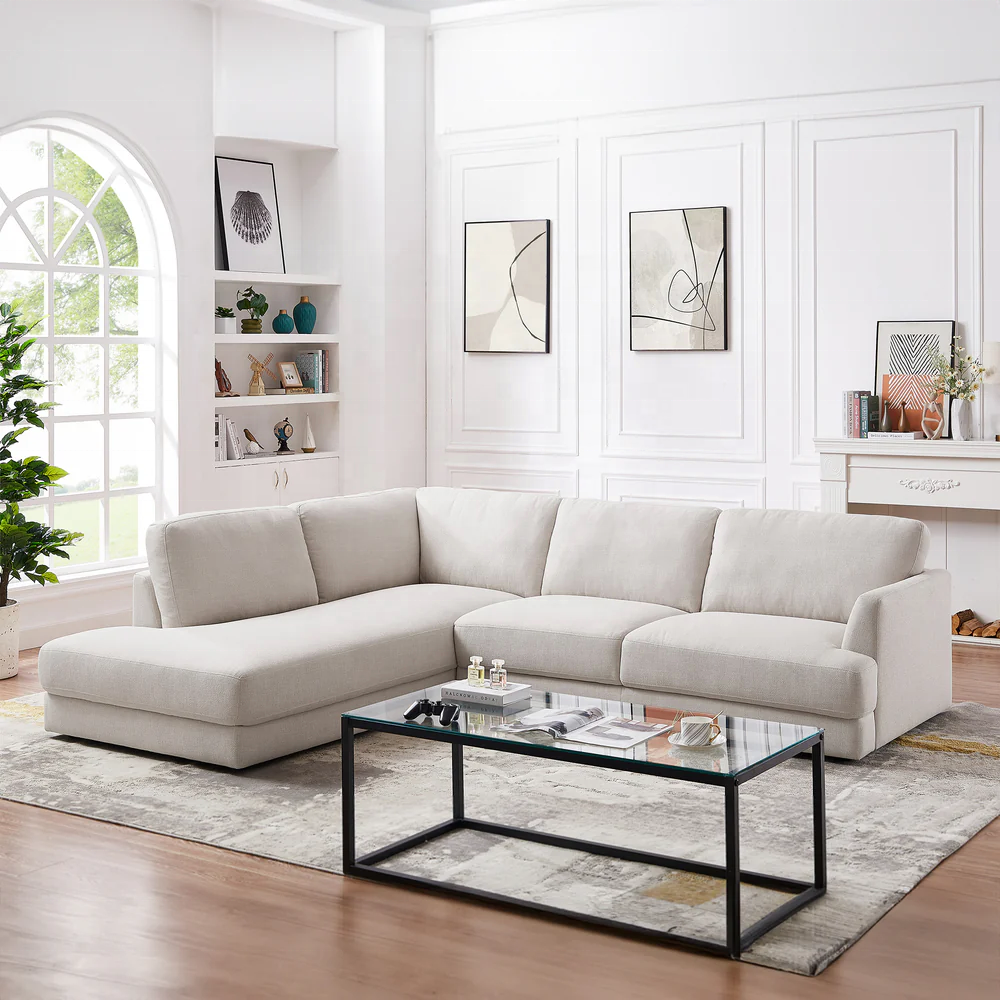 Convertible Modern Upholstered Couch L- Shaped Corner Sectional Sofa with Reversible Chaise Living Room Sofas