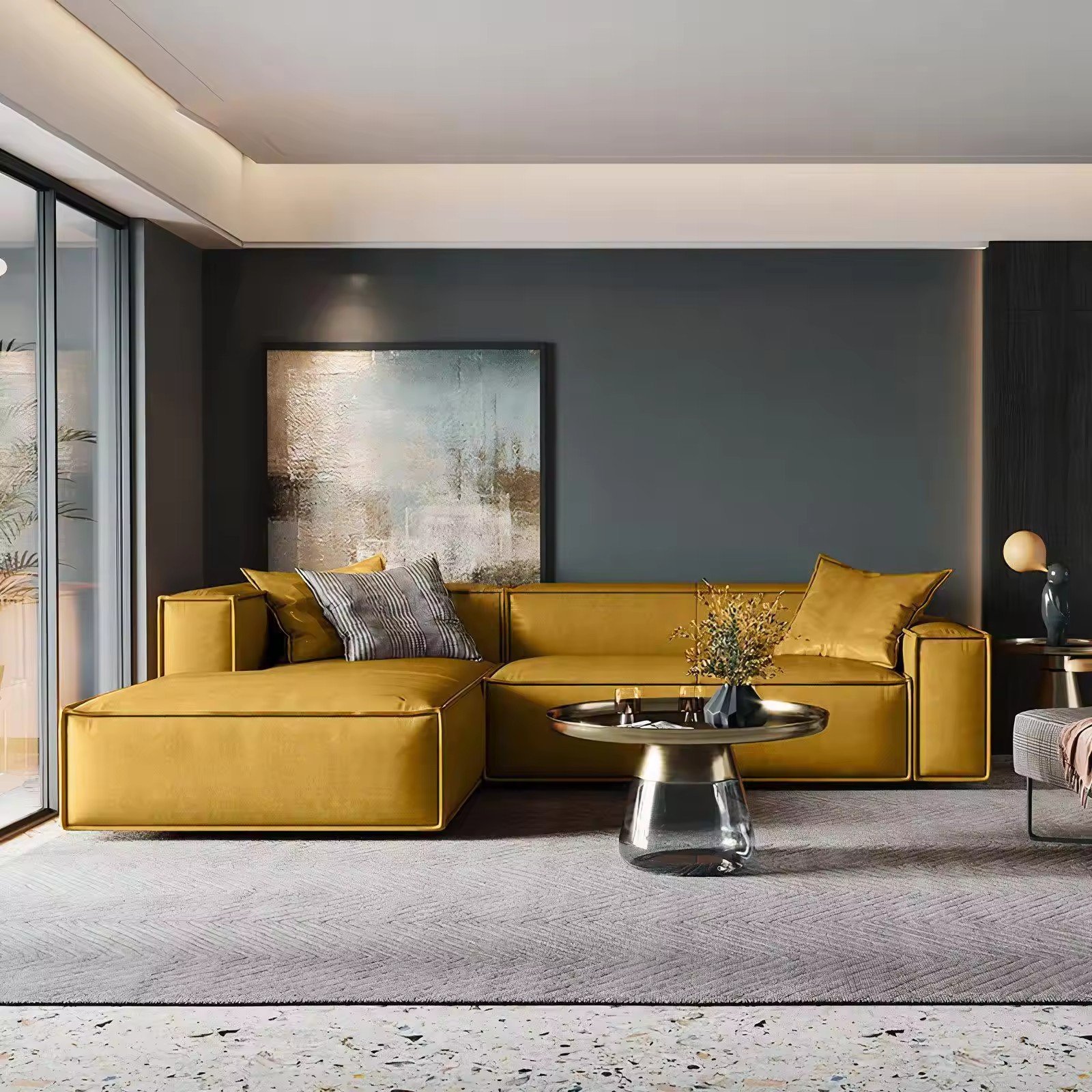 high quality PU leather sofa L-shape sectionals sofa popular home furniture living room sofas