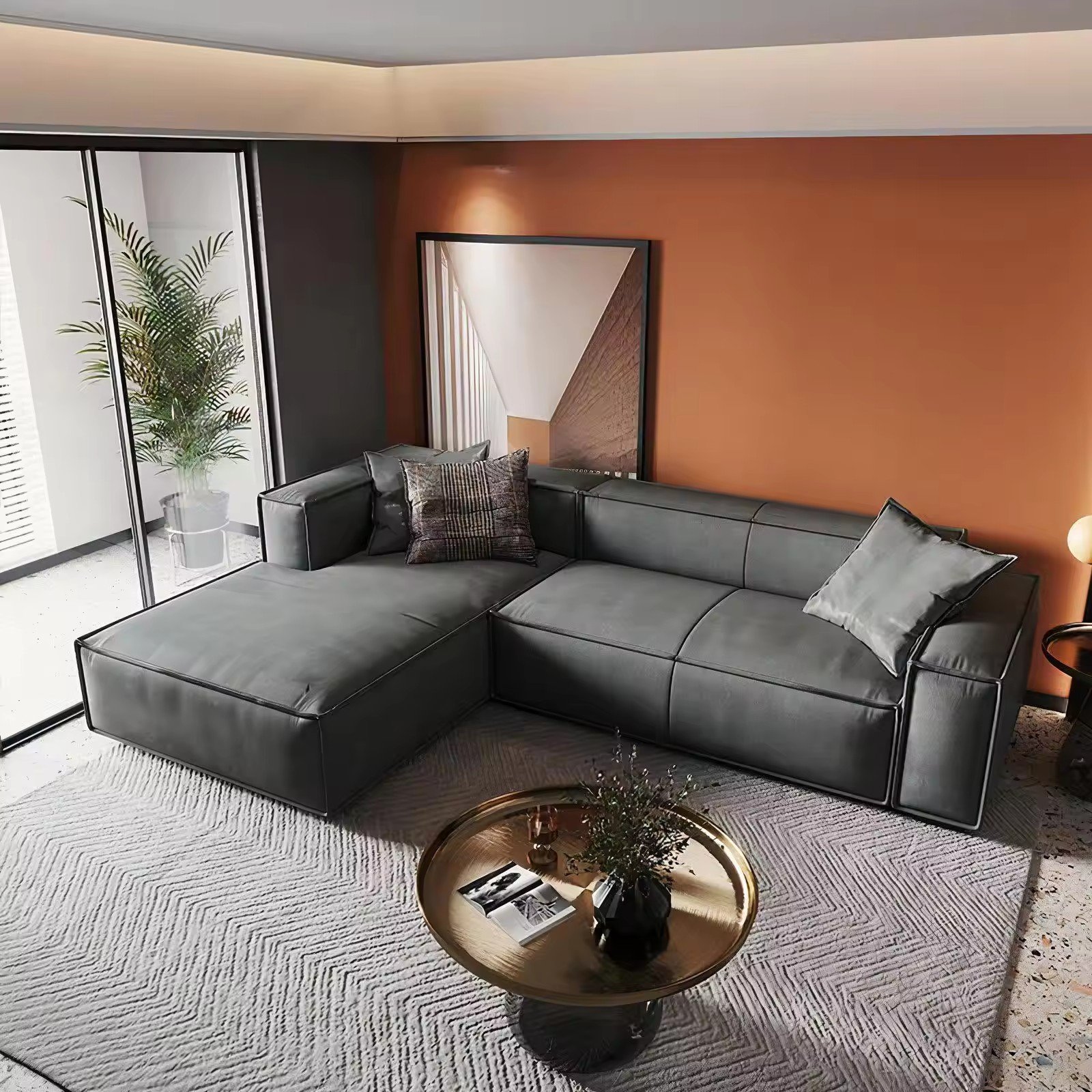 high quality PU leather sofa L-shape sectionals sofa popular home furniture living room sofas