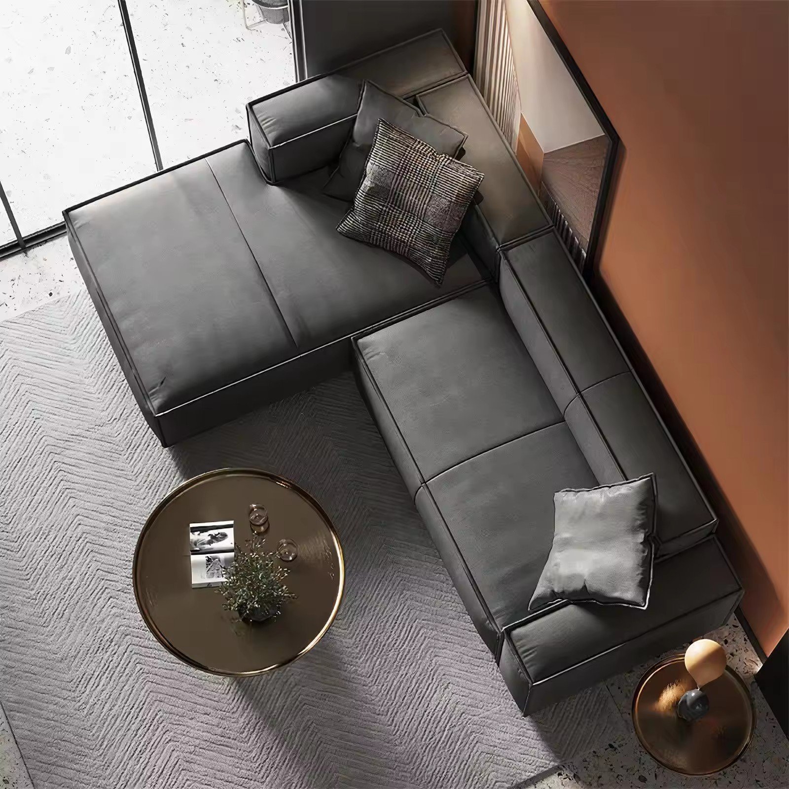high quality PU leather sofa L-shape sectionals sofa popular home furniture living room sofas