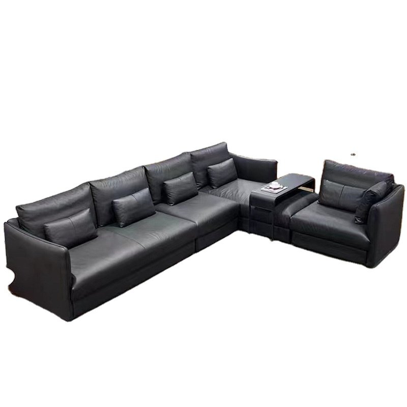 Black Sofa Large Flat Layer Timeless Leather Sofa Set Furniture Luxury For Classic Refined Look
