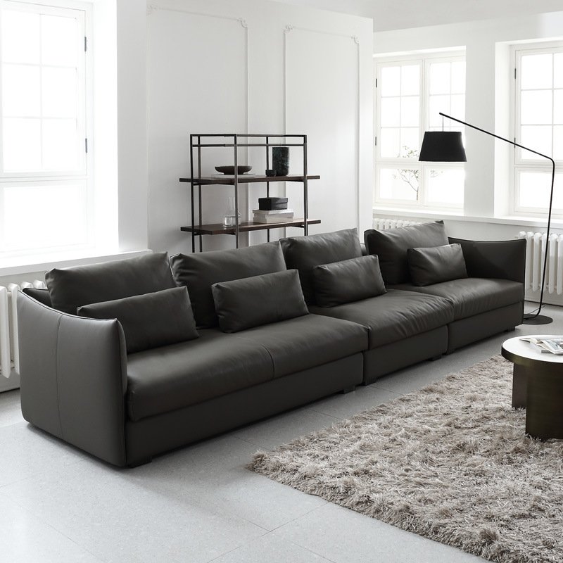 Black Sofa Large Flat Layer Timeless Leather Sofa Set Furniture Luxury For Classic Refined Look