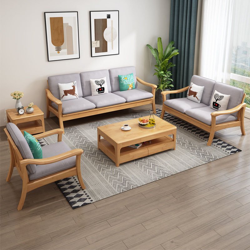 All solid wood sofa winter and summer dual-use living room furniture combination sofa small apartment Nordic corner sofa