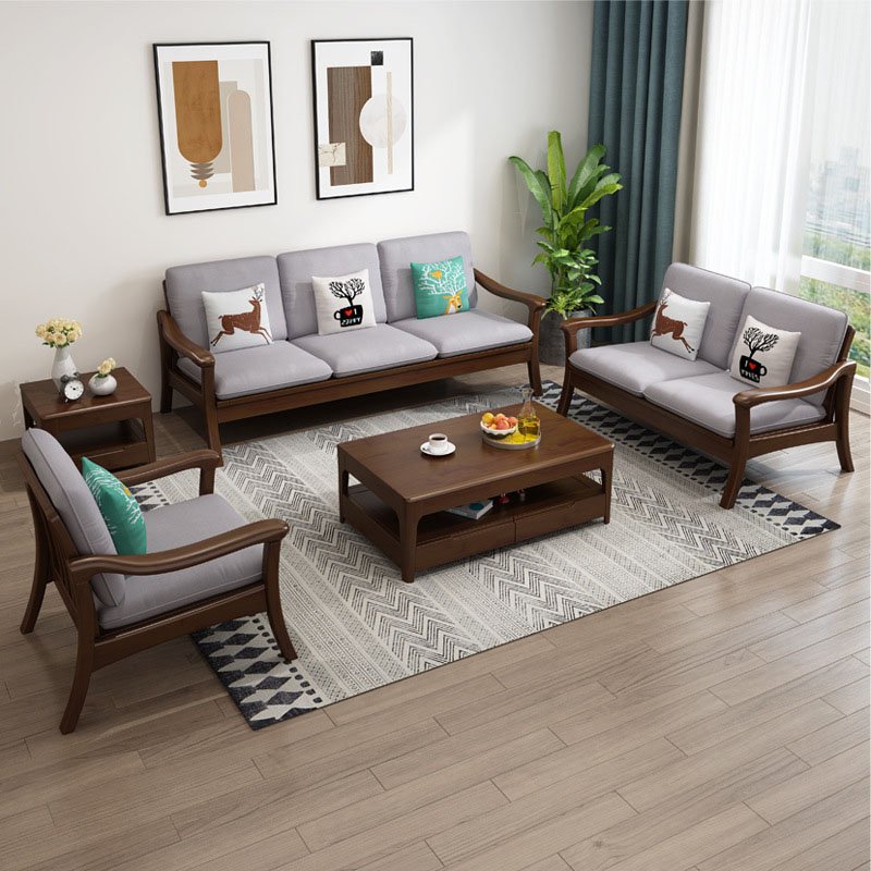 All solid wood sofa winter and summer dual-use living room furniture combination sofa small apartment Nordic corner sofa