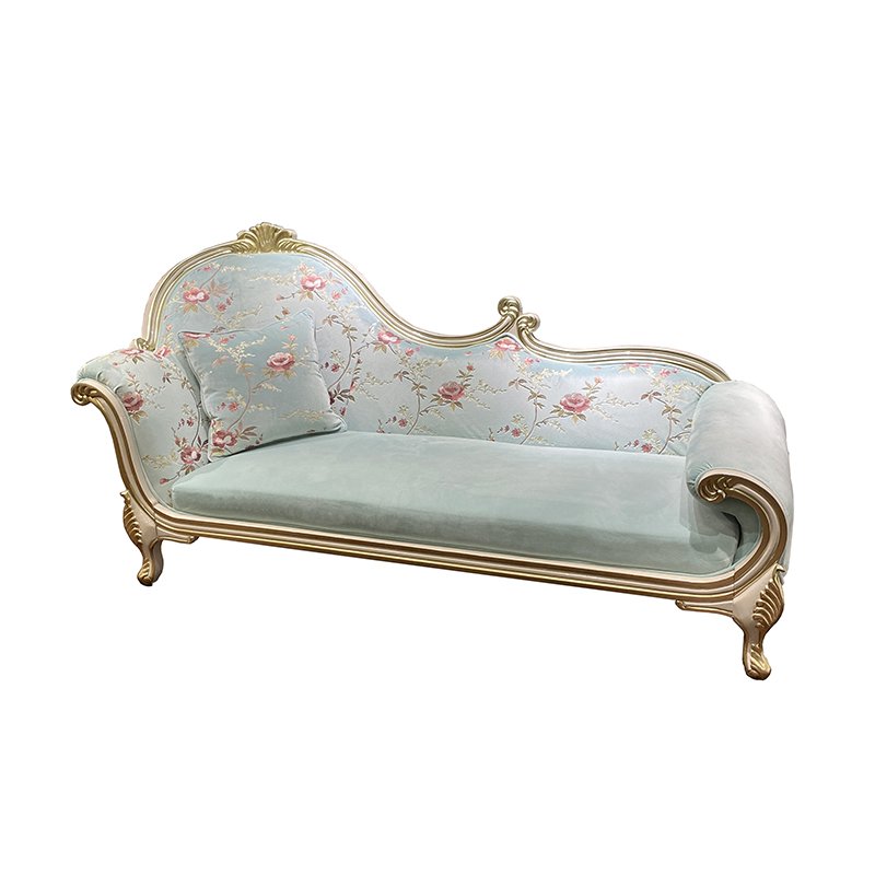 MO LAN European style bedroom warm grey cloth art solid wood beauty couch living room sofa noble concubine chair