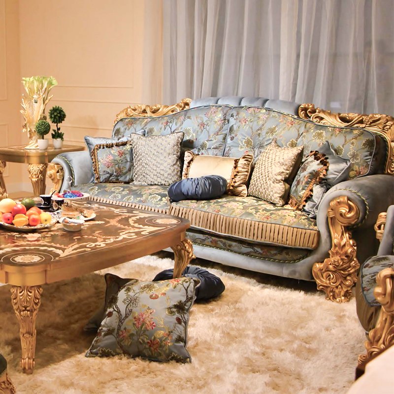 French Royal Style Single Sofa Solid Wood Luxury Classical Sofa Set Suitable for Living Room