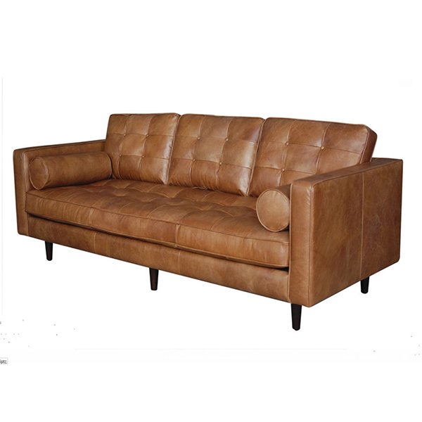 SF-028 American Italy Genuine Leather 3 Persons Brown Color Sofa For Living Room