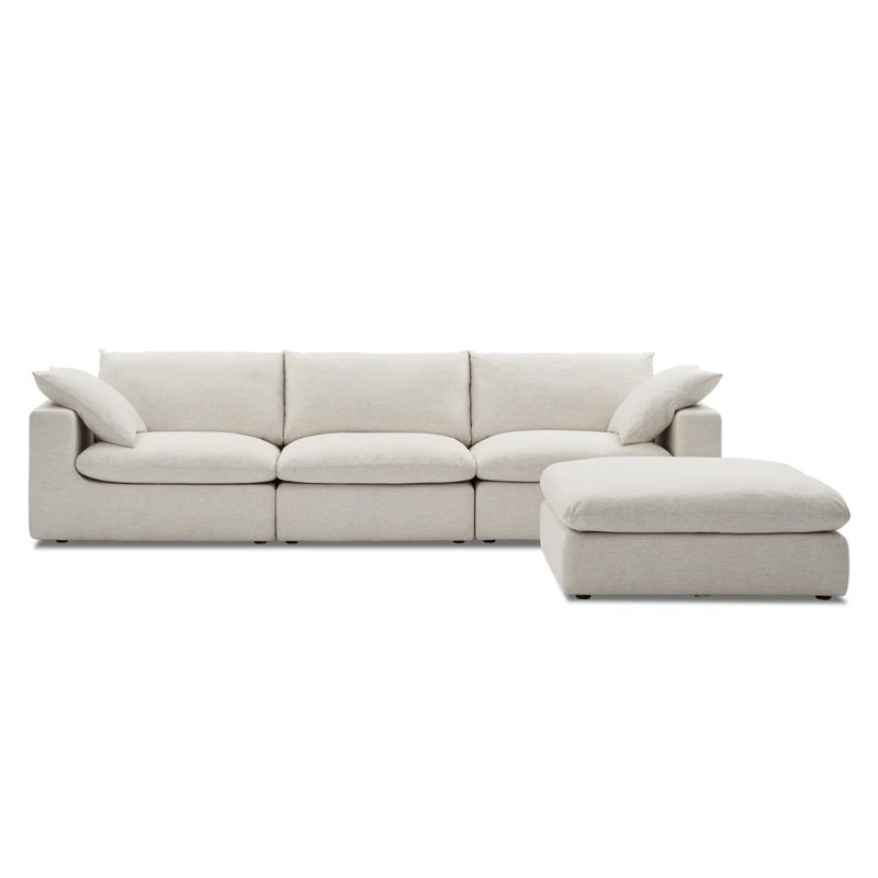 Extended Sofa with Ottoman Modular Sectional Sofa 4-Piece Reversible Chaise Feather Couch Living Room Sofa