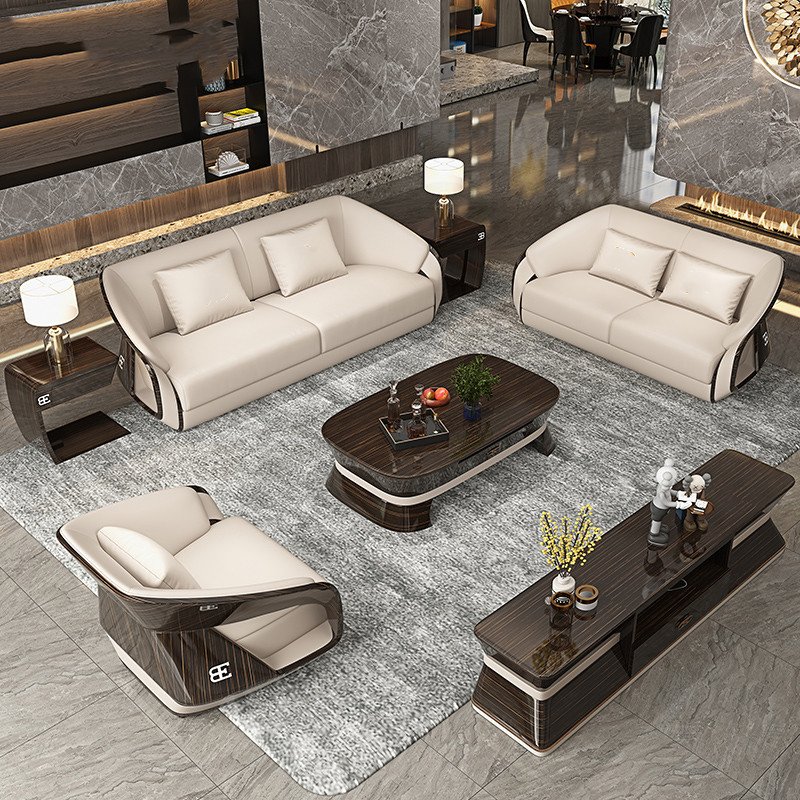 Modern style light luxury design leather couch sectional set living room sofa sitting room furniture living room sofa set