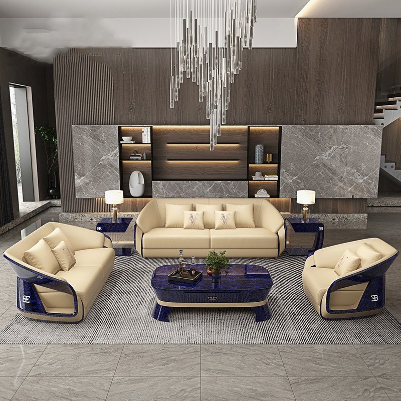 Modern style light luxury design leather couch sectional set living room sofa sitting room furniture living room sofa set