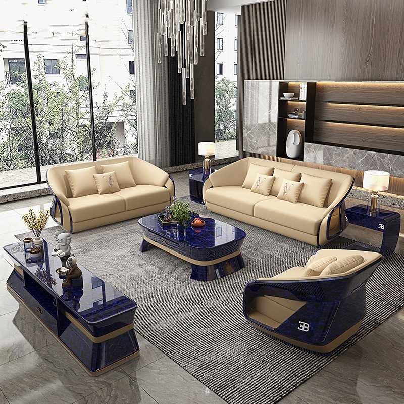 Modern style light luxury design leather couch sectional set living room sofa sitting room furniture living room sofa set