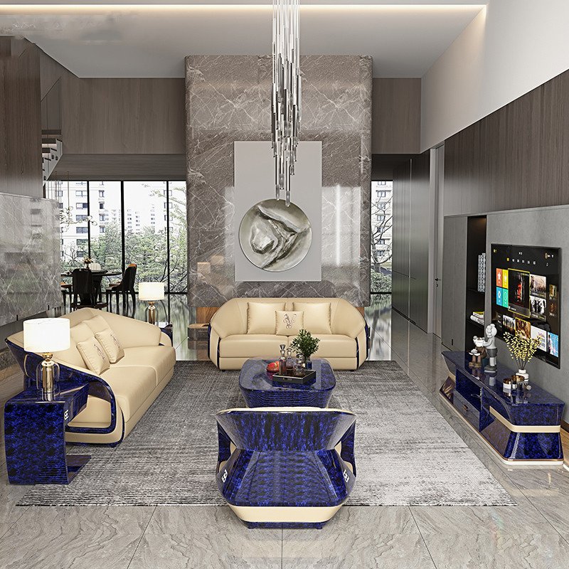 Modern style light luxury design leather couch sectional set living room sofa sitting room furniture living room sofa set
