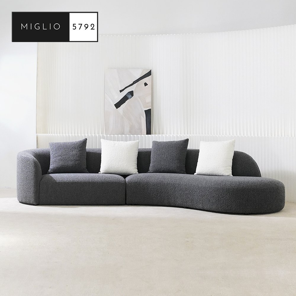 Luxury Living Room Furniture 4 Seater Curved Sofa Irregular Boucle Curve Shape Unique Sectional Curved Modular Teddy Sofa