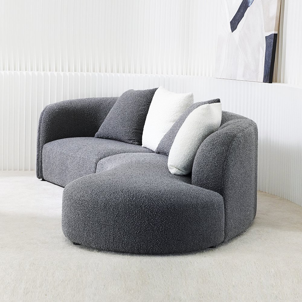 Luxury Living Room Furniture 4 Seater Curved Sofa Irregular Boucle Curve Shape Unique Sectional Curved Modular Teddy Sofa