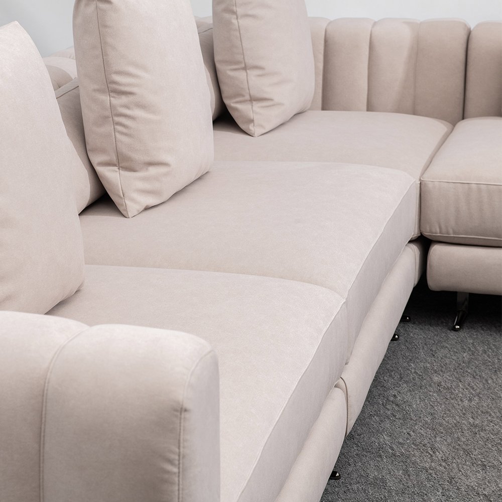 Modern Light Luxury Italian L Shaped Sofa Piano Keys Unit Combination Living Room Furniture Fabric Sectional Couch Sofa Set
