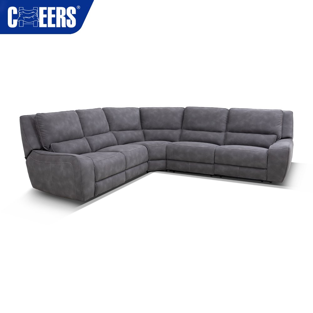 MANWAH CHEERS Power Fabric Living Room Reclining Sectional Sofa with USB Port and Storage Box for Home