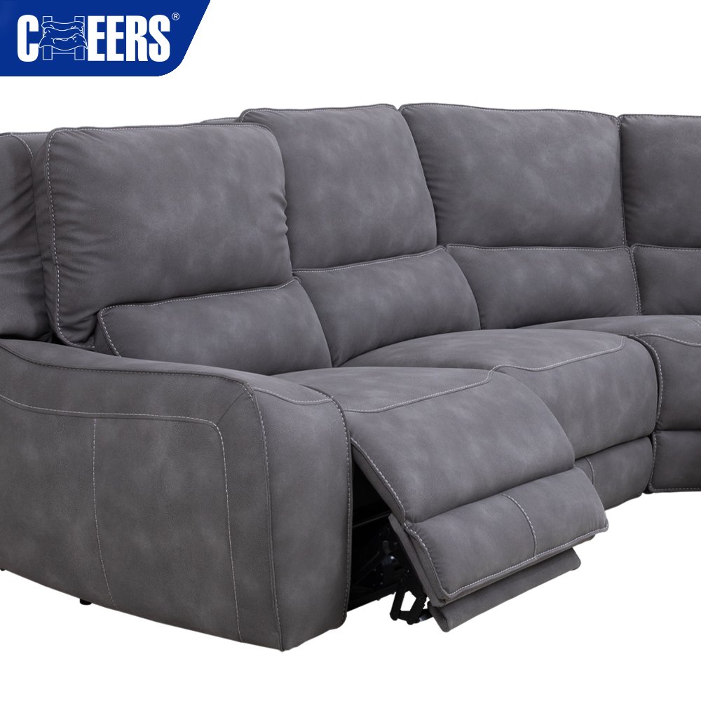 MANWAH CHEERS Power Fabric Living Room Reclining Sectional Sofa with USB Port and Storage Box for Home