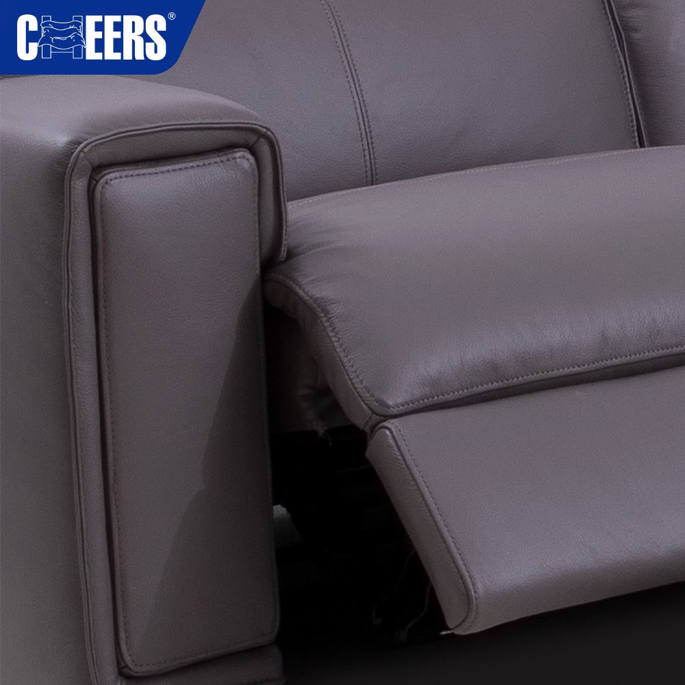Leather Luxury Cheap Recliner Living Room Sofa Set Sectional Couch For Sale With Cup Holder Storage Box And Folding Headrest