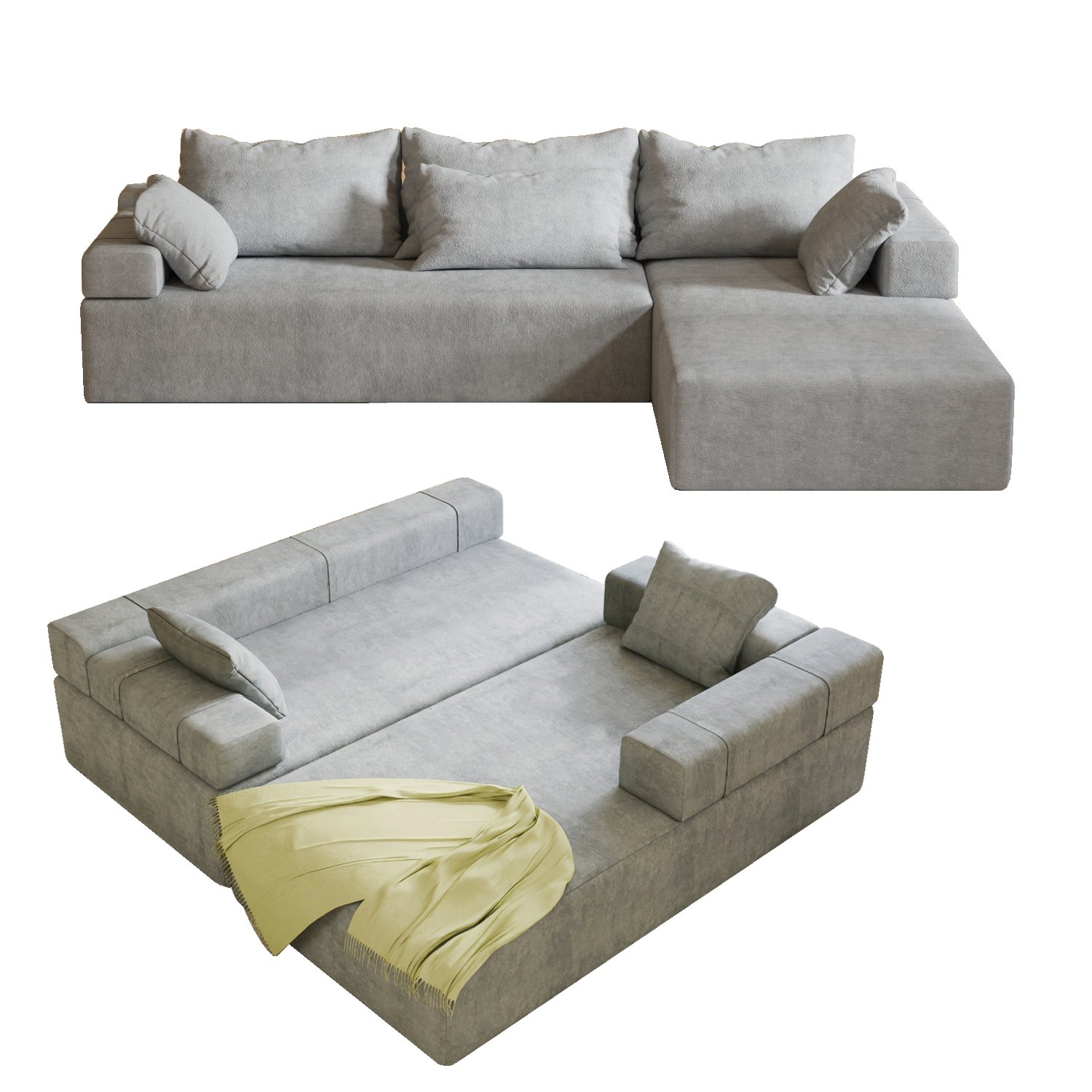 Nordic L/I shape Sectional sofa bed With Ottoman Modular Combination Modular Sofas Long Living room Couch