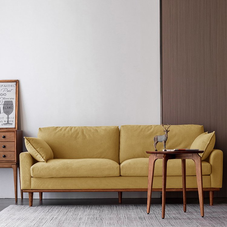 Mid Century Modern Fabric Linen Sofa Couch Living Room Sofa Set Down Feather 2 Seat Loveseat Sofas