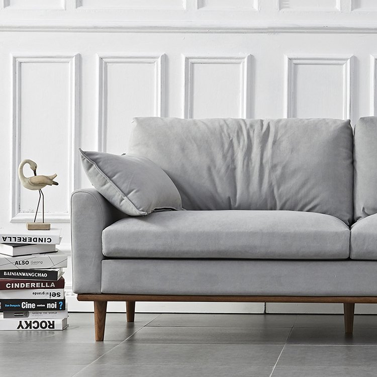 Mid Century Modern Fabric Linen Sofa Couch Living Room Sofa Set Down Feather 2 Seat Loveseat Sofas