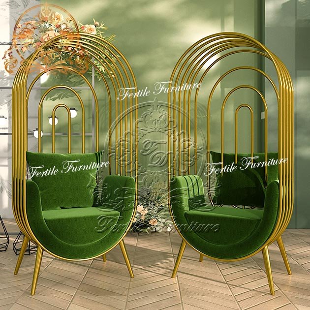 Birdcage Shape Gold Stainless Steel Royal Design Living Room Sofa Wedding For Couple