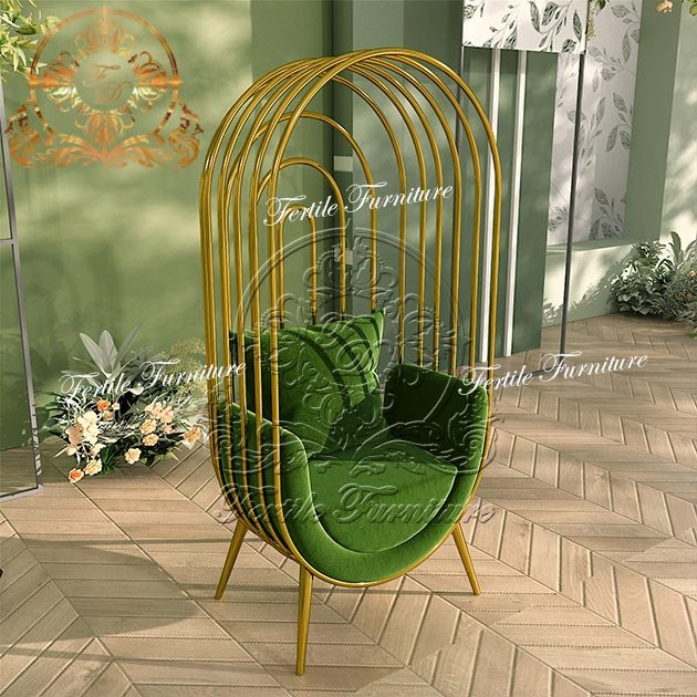 Birdcage Shape Gold Stainless Steel Royal Design Living Room Sofa Wedding For Couple