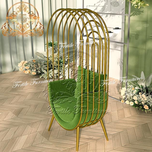 Birdcage Shape Gold Stainless Steel Royal Design Living Room Sofa Wedding For Couple